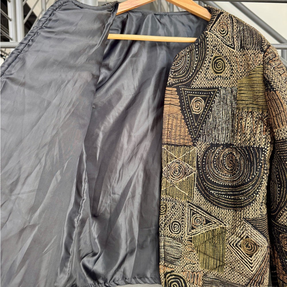Vintage Geometric Patterned Quilted Jacket - Picture 5 of 8